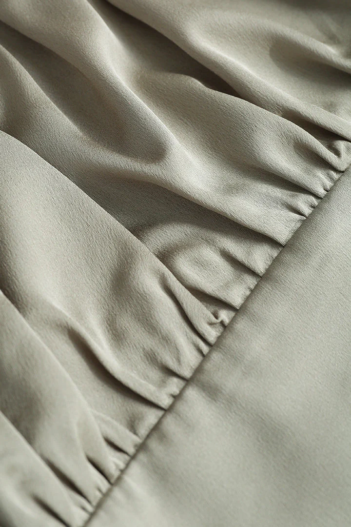 Square Neck V-hem Satin Long Sleeve Top - Image 4