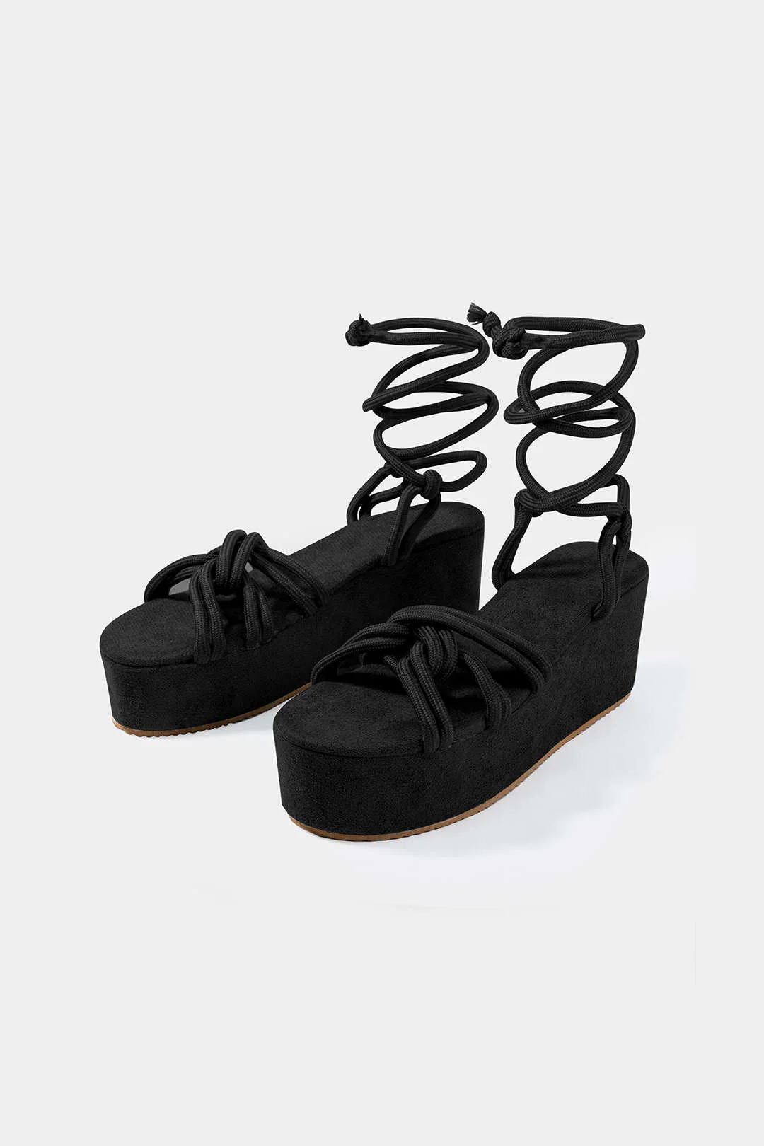 Tie-Up Open Toe Platform Flats Sandals - Image 4