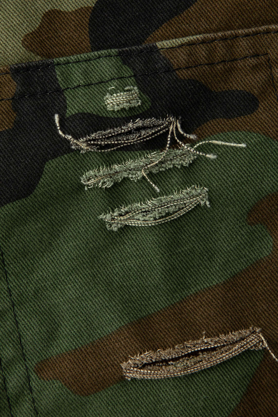 Camo Frayed Patchwork Fringe Mini Skirt - Image 3