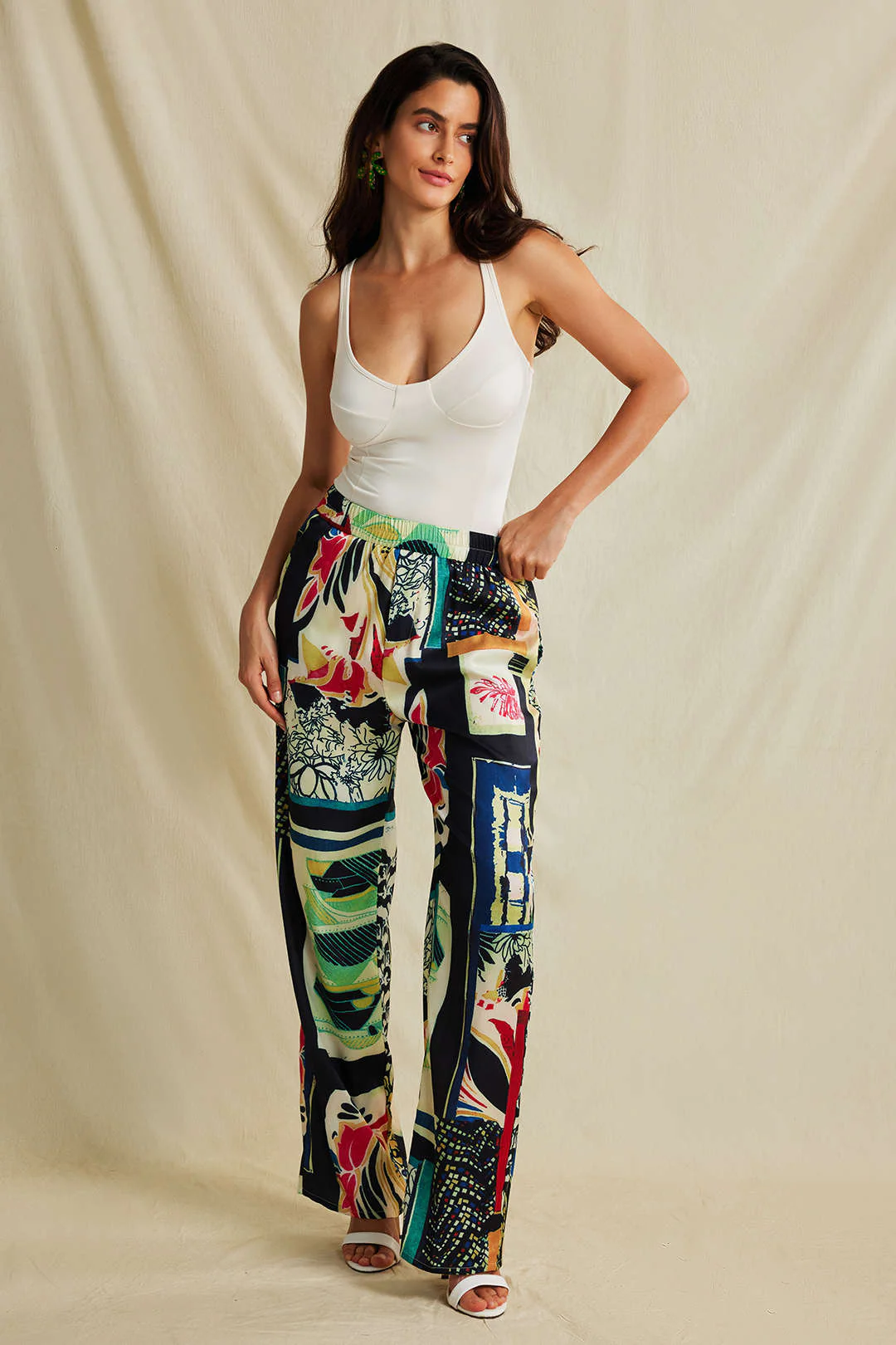 Floral Print High Waisted Straight Leg Pants - Image 6