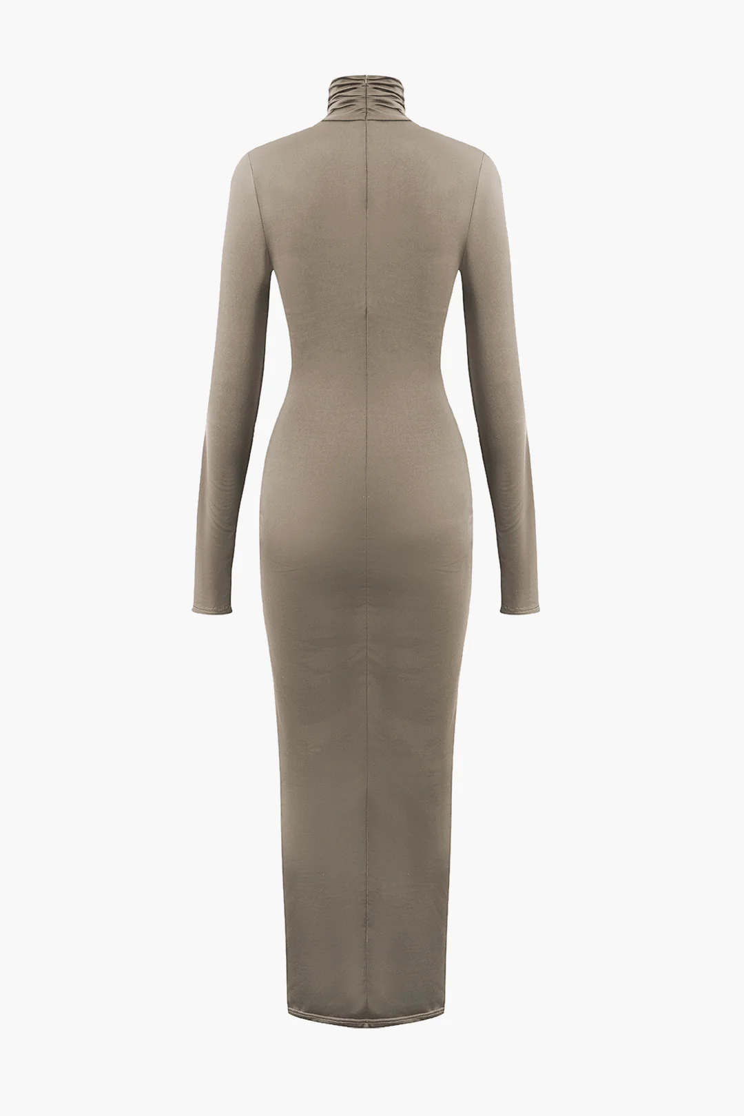 Wrap Ruched High Neck Long Sleeve Maxi Dress - Image 13