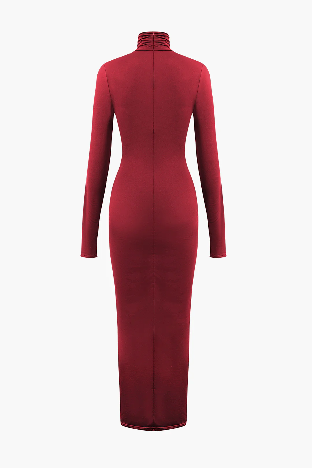 Wrap Ruched High Neck Long Sleeve Maxi Dress - Image 7