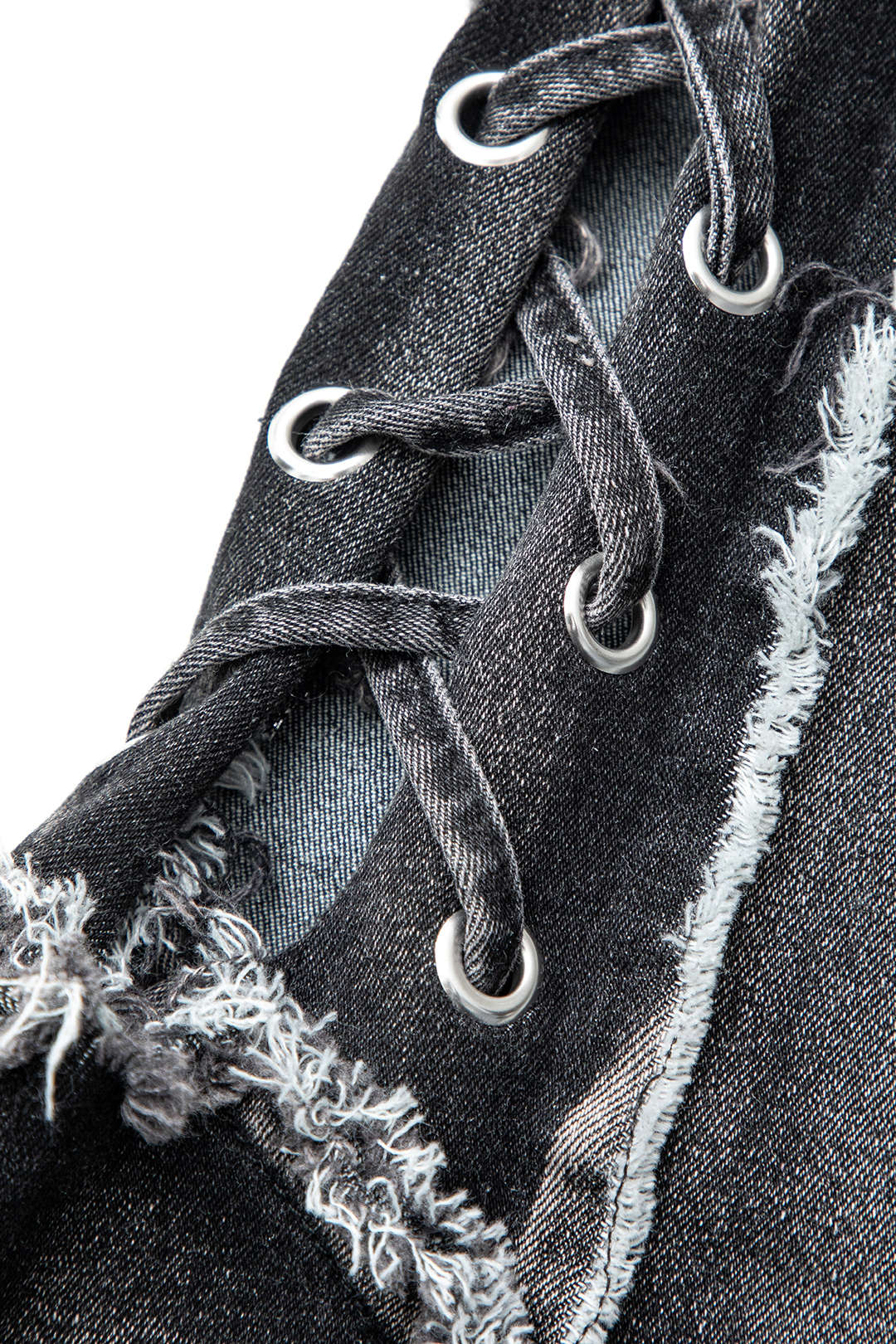 Asymmetric Frayed Denim Mini Dress - Image 8