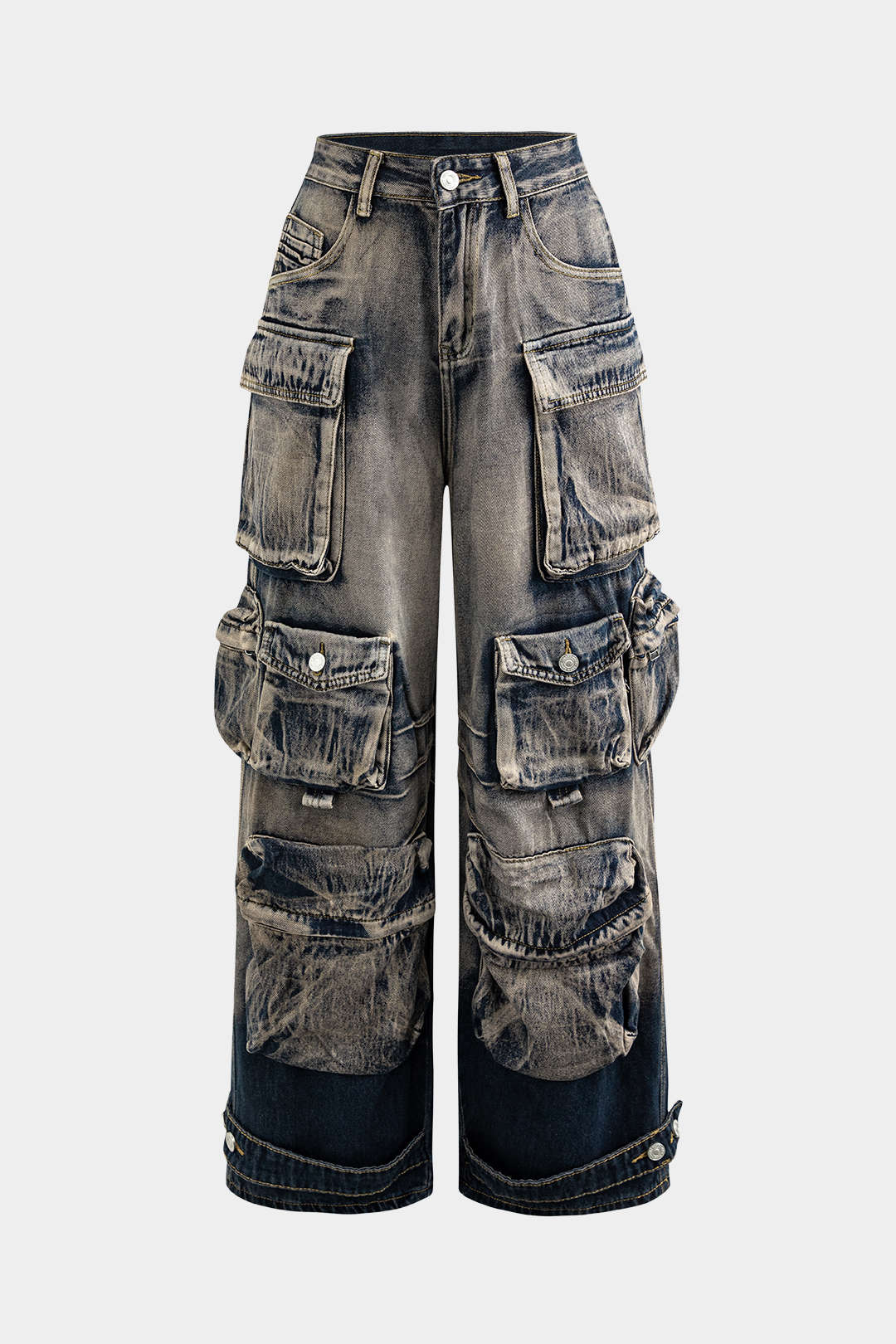Ombre Multi Pocket Wide Leg Cargo Jeans - Image 14