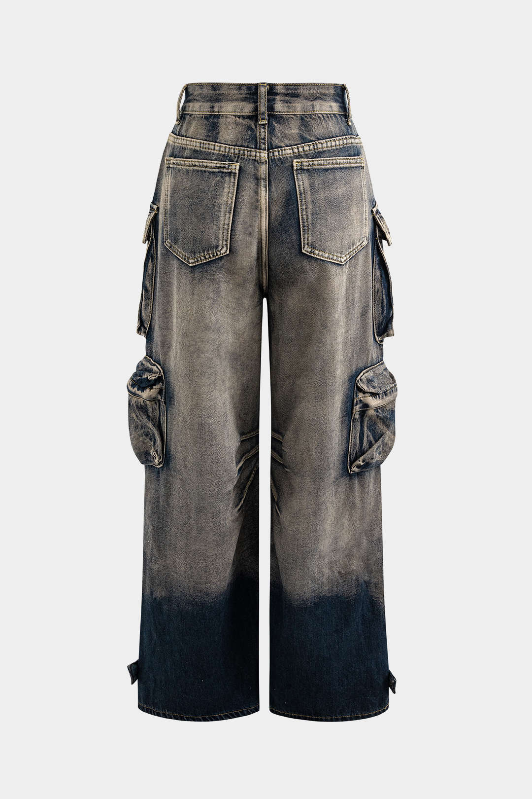 Ombre Multi Pocket Wide Leg Cargo Jeans - Image 15