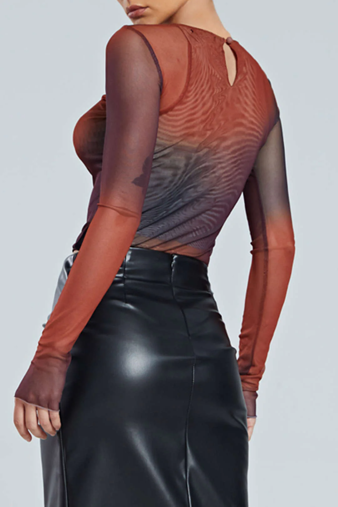 Tie Dye Sheer Mesh Long Sleeve Top - Image 5