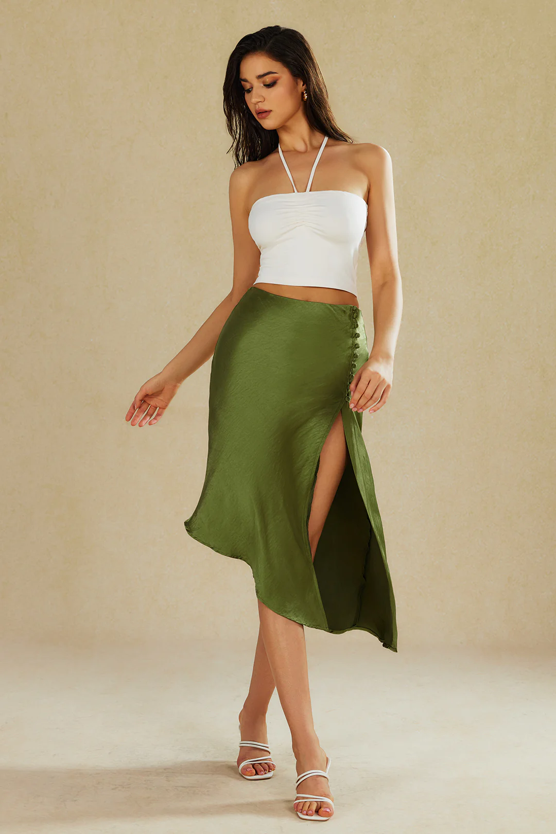 Basic Halter Neck Ruched Cami Top - Image 5